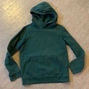 Lands’ End boys hooded sweatshirt in evergreen.